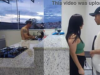 Rough Bareback Action with Sexy Wife in Kitchen Until She Cums