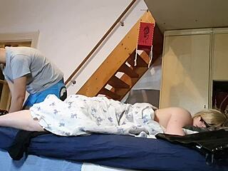 Pervert Stepson Secretly Jerks to Stepmother's Sexy Feet in HD