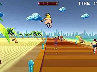 Cute roller babe in outdoor gangbang with bbc and bwc in hentai game ep 3