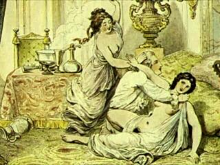 vintage erotic illustration of anime hentai cartoon characters in retro style!