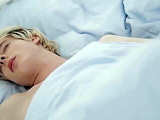 Cute twinks banging bareback on the bed