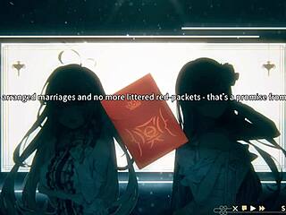 luna gives a blowjob in ghost marriage hentai game night 1