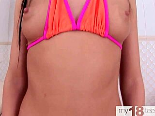 Hot 18+ babe teases pussy and ass with toy on My18teen