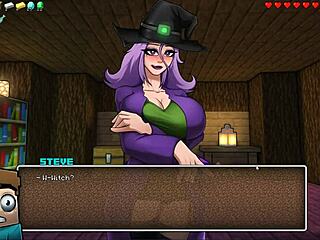 Futanari cock dominates in HornyCraft parody hentai game