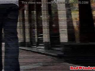 Slutty European beauty gives a good blowjob to a lucky tourist in Amsterdam