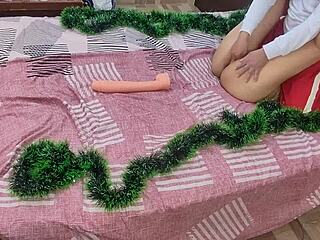 Sucking Stepmother's Pussy And Ass For Christmas