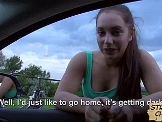 Amateur Babe Jenny Dark Sucks While Driving Hitchhiker POV