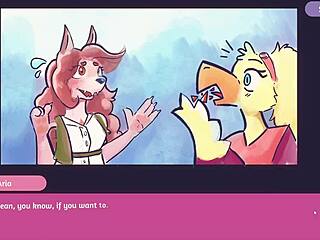 Two chicks playing poker in furry strip poker game