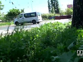 Alexis Cherry’s outdoor POV blowjob ends with mouth full of cum