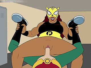 hey, watch me cum all over blackfire in this hentai game?