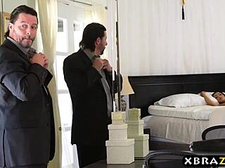 Why's this cheating housewife with huge tits banging while hubby's home?