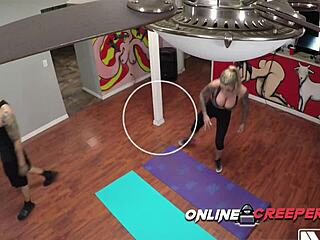 Karma's rough yoga class with scary Bruno and stretching