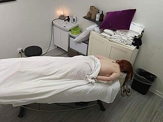 Redhead trophy wife claims it's just a massage, but we know she craves more.