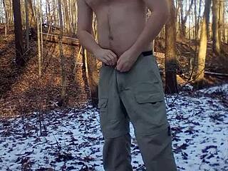 Naked outdoor cumshot on sunny beach