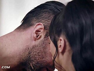 Hot Brunette Babe Reunites for Steamy Lingerie Blowjob Session