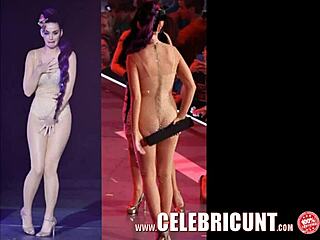 Katy Perry Shows Huge Milf Tits in Wild Upskirts