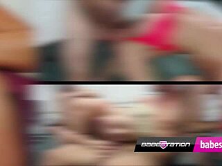 British BBW fucks huge dildo in fishnets?