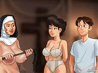 Summertime Saga shows church milf caught with police baton