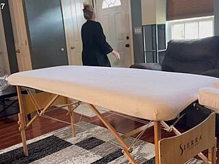 danni jones enjoys a relaxing home massage from her fit masseuse