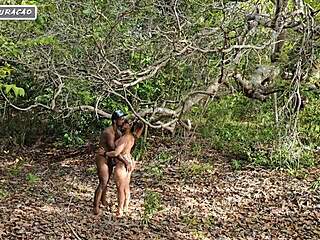 Brunette Fetish in Forest Feels Wild with Outdoor Interracial Anal Play