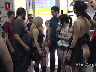 西班牙女主人疯狂公共调教奴隶