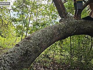 Brunette Fetish in Forest Feels Wild with Outdoor Interracial Anal Play