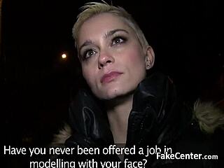 Shorthaired beauty bangs hard outdoors in wild exhibitionist action