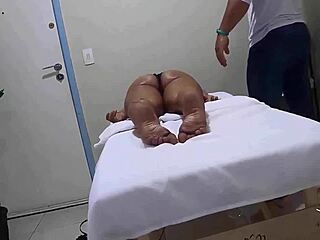 ninfeta enjoys massage, cums, then fucks masseuse caught on hidden camera