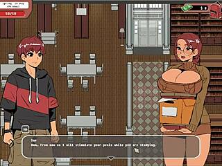 Taboo hentai game features teen 18+ girl giving public handjob in library