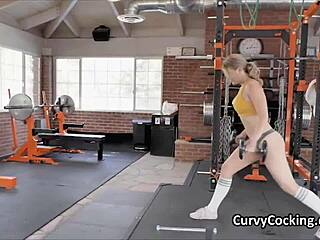Perky beauty rides hard cock at the gym session