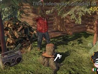 Lumberjack Strips Clothes In Forest Woods