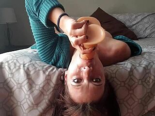 Upside Down Dildo Gag Deepthroat Rough Choking Petite 18+ Small Tits Homemade Milf