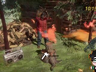 Lumberjack Strips Clothes In Forest Woods