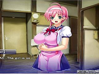 apartment of love ep 9 involves watching through a peeping hole in cartoon hentai anime game.