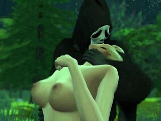 scream 1 intro remake in sims 4 for halloween with cartoon parody.