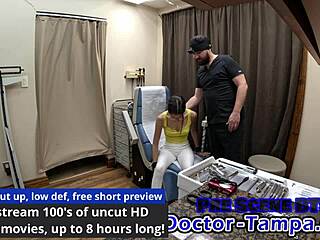Doctor Tampa Examines Virgin Orphan Aria Nicole in Latex Gloves