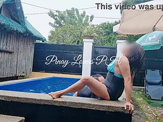 I made my horny wife squirt in the public pool