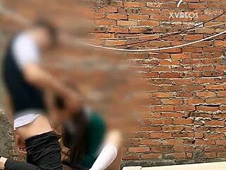 Teen Blows Cock in Public School