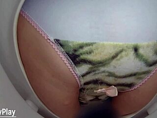 Piss in Panties Wetting on Toilet Bowl Cam