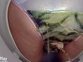 Piss in Panties Wetting on Toilet Bowl Cam