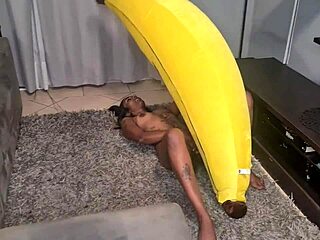 Tattooed Desi Slut Humps Banana Close-Up