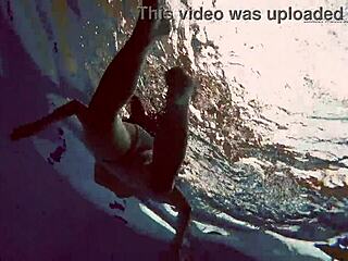 Alla strips naked for steamy pool swim