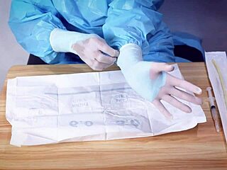 Nurse's latex fetish ASMR in a clinical setting