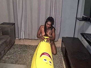 Tattooed Desi Slut Humps Banana Close-Up