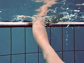 Alla strips naked for steamy pool swim