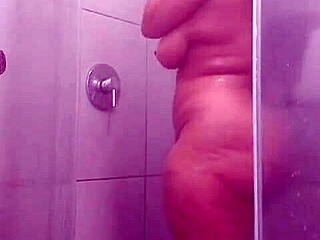 bbw fucks herself in the shower while home alone, squirting and cumming hard