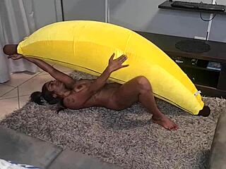 Tattooed Desi Slut Humps Banana Close-Up