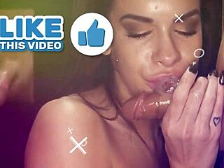 Gloryholesecrets - Spicy Latina covers tits and mouth with gloryhole cock