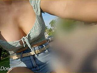 Married woman shows her breasts while riding a bike in public roads