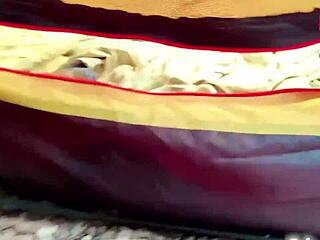 hey, caught a solo masturbation girl while camping!